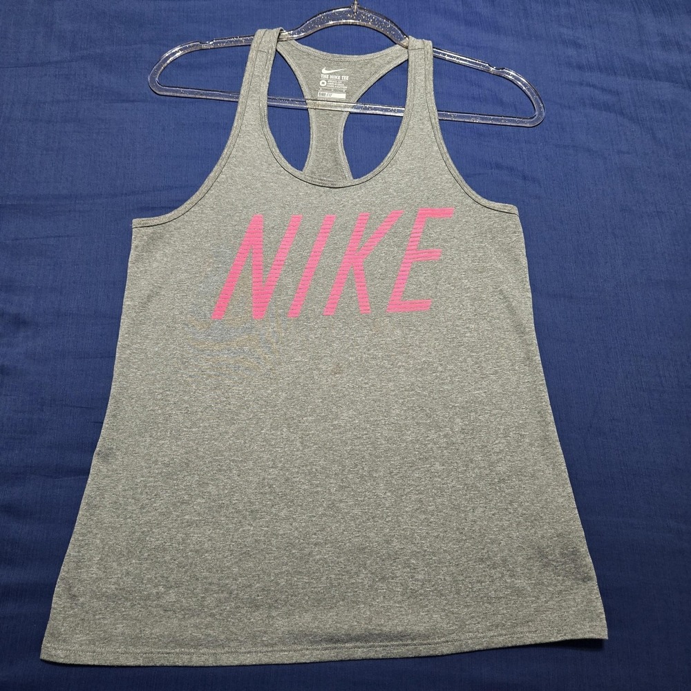 Nike Tank Top‎ Womens M Gray Dri-FIT Scoop Neck Racerback Athletic Running Yoga